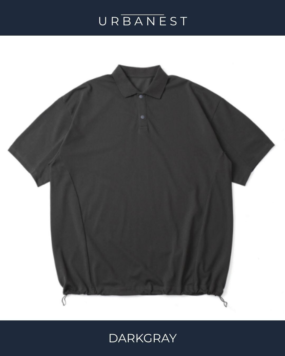 【URBANEST】オーバーサイズスナップボタン半袖ポロシャツ 4color UN0076