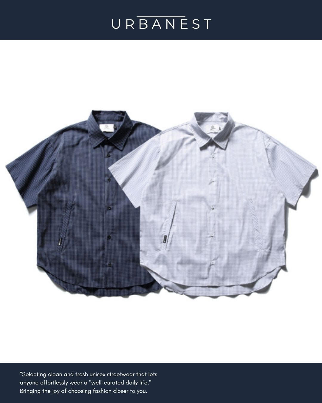 【URBANEST】リラックスフィット格子柄半袖シャツ 2color UN0093