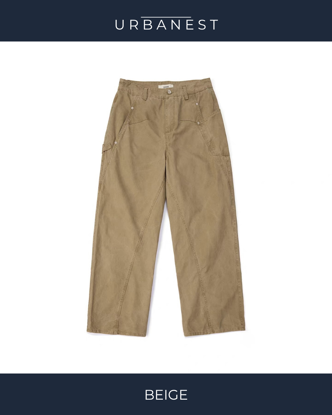 【URBANEST】ヴィンテージライクパネルデザインワイドパンツ 2color UN0022