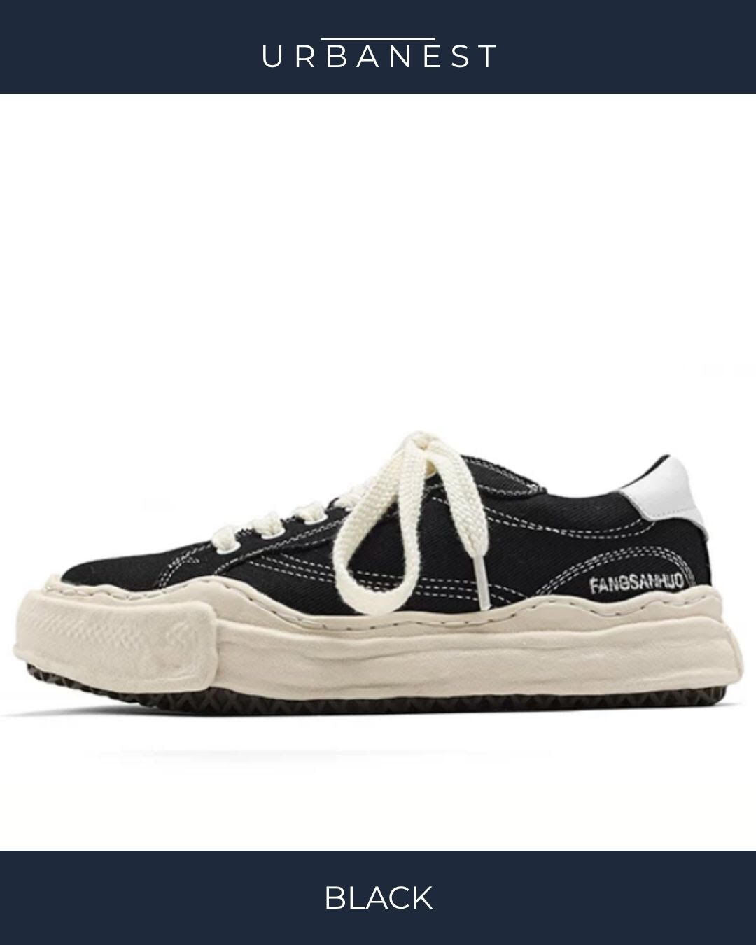【URBANEST】極太ロープ風シューレースキャンバス厚底スニーカー 3color UN0055