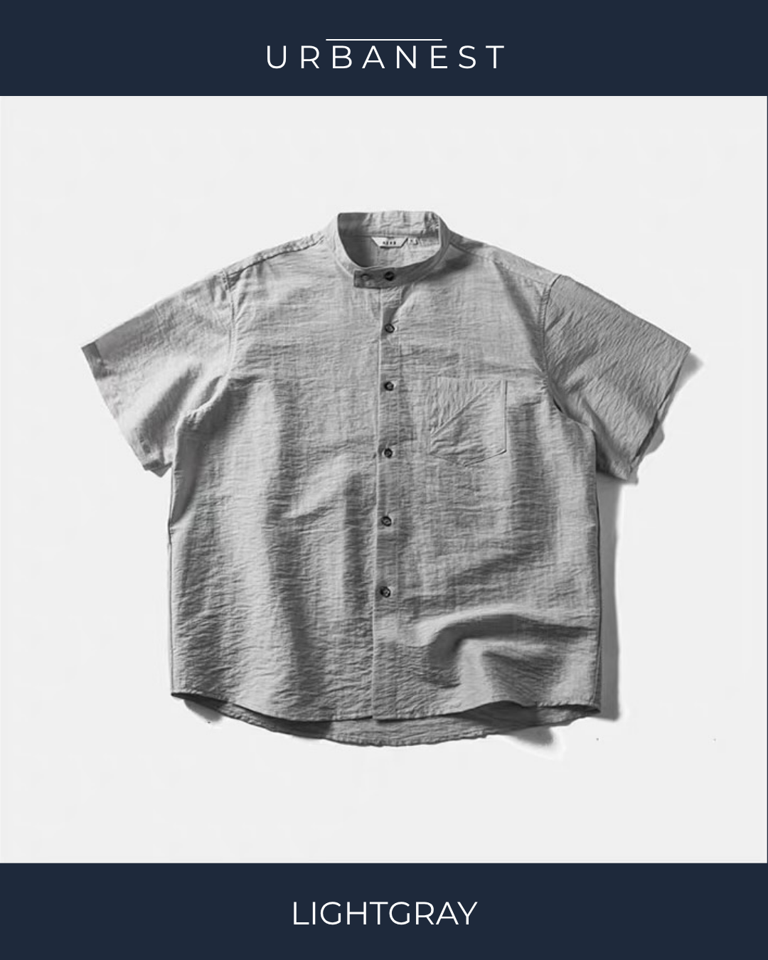 【URBANEST】スタンドカラーリネンブレンドシャツ 2color UN0035