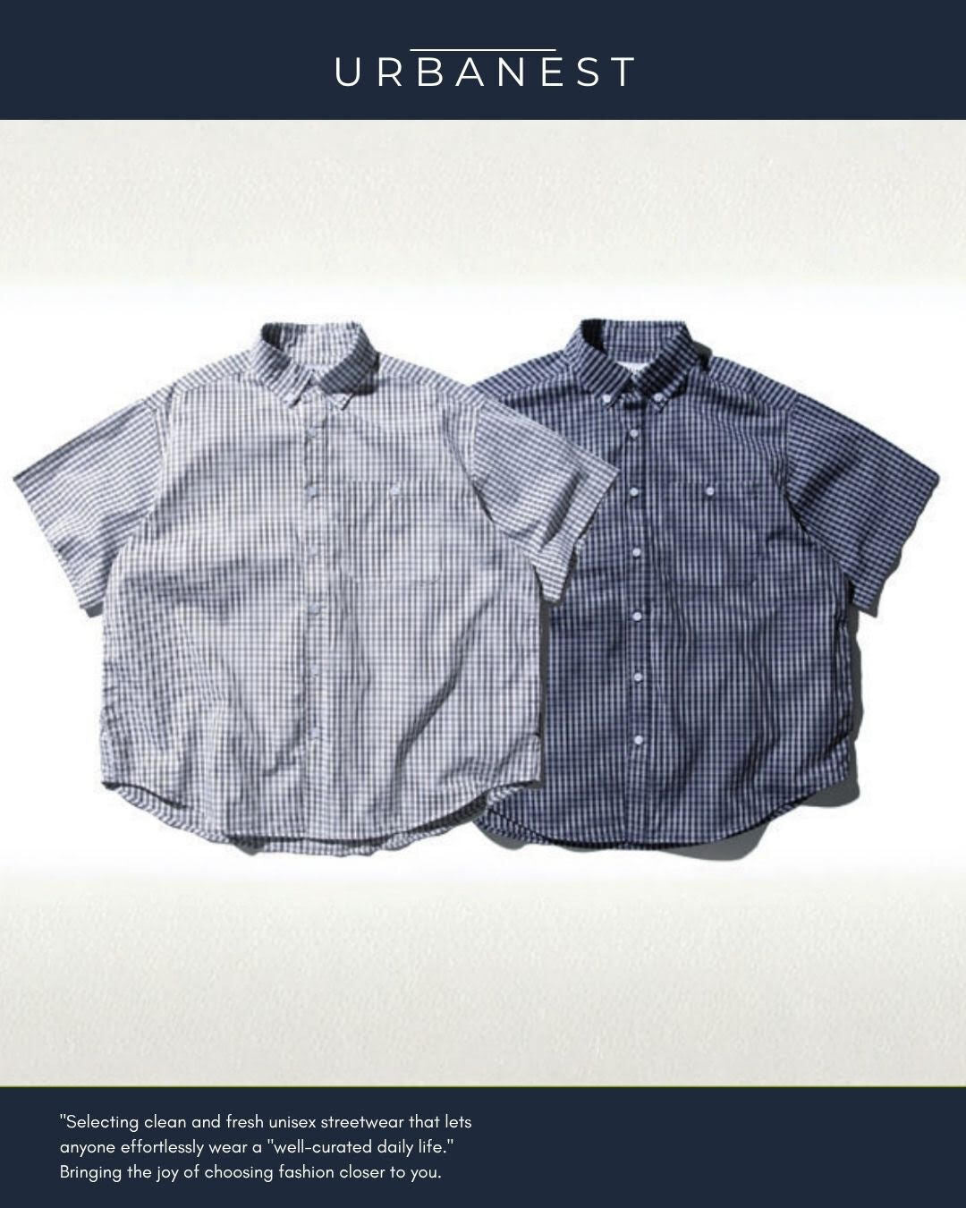 【URBANEST】ギンガムチェック半袖ボタンダウンシャツ 2color UN0090