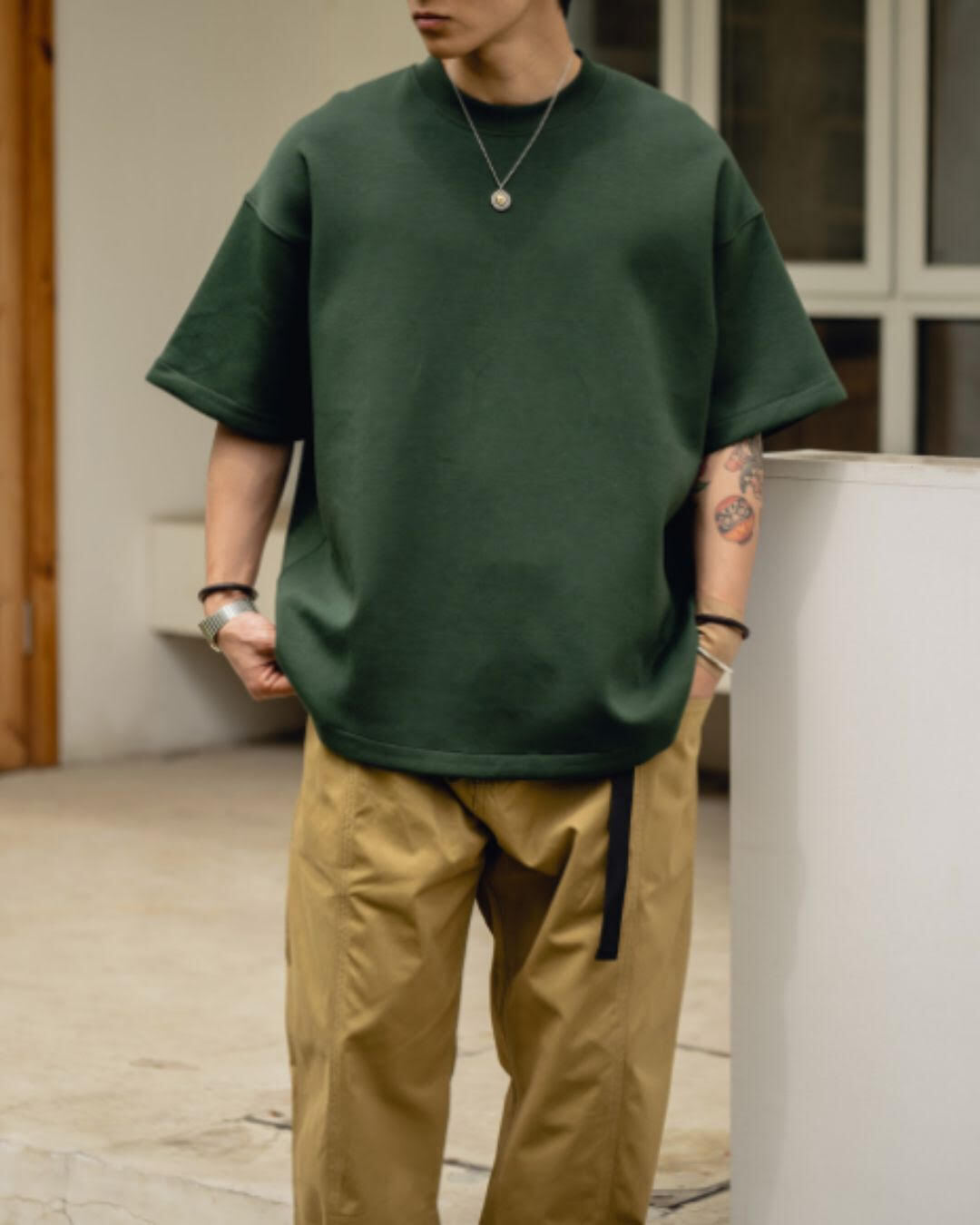 【URBANEST】ラウンドヘムクルーネック半袖Tシャツ 4color UN0082