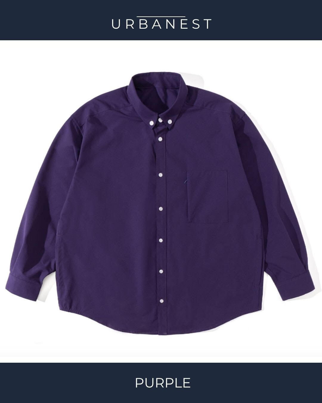 【URBANEST】ジップポケット長袖ボタンダウンシャツ 3color UN0084