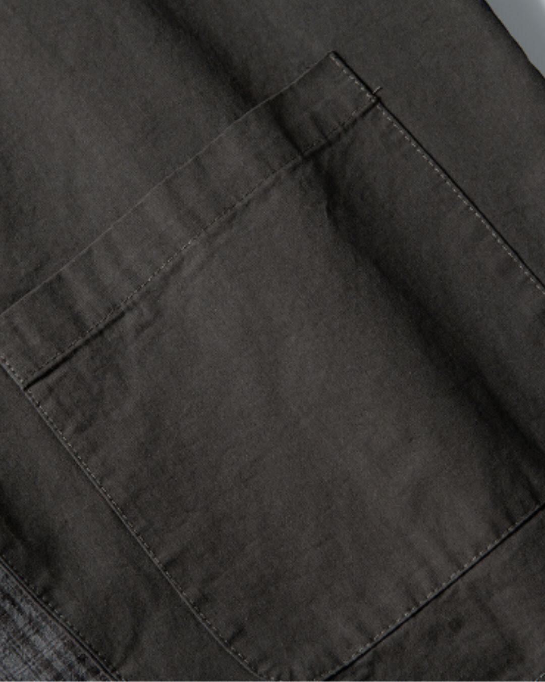 【URBANEST】チェック柄切り替えノーカラー半袖シャツ 2color UN0089