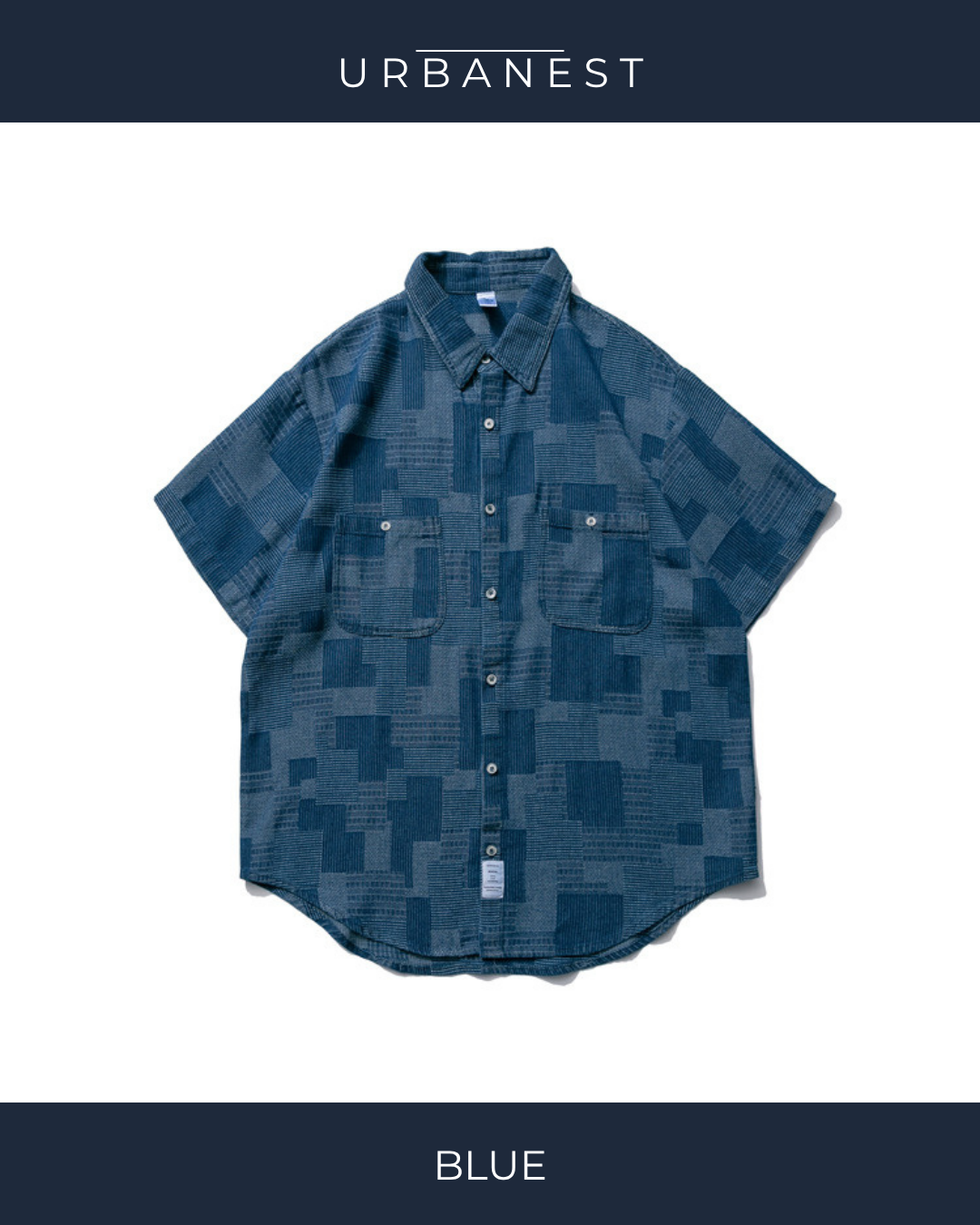 【URBANEST】ミックスパターンハーフスリーブシャツ 2color UN0104