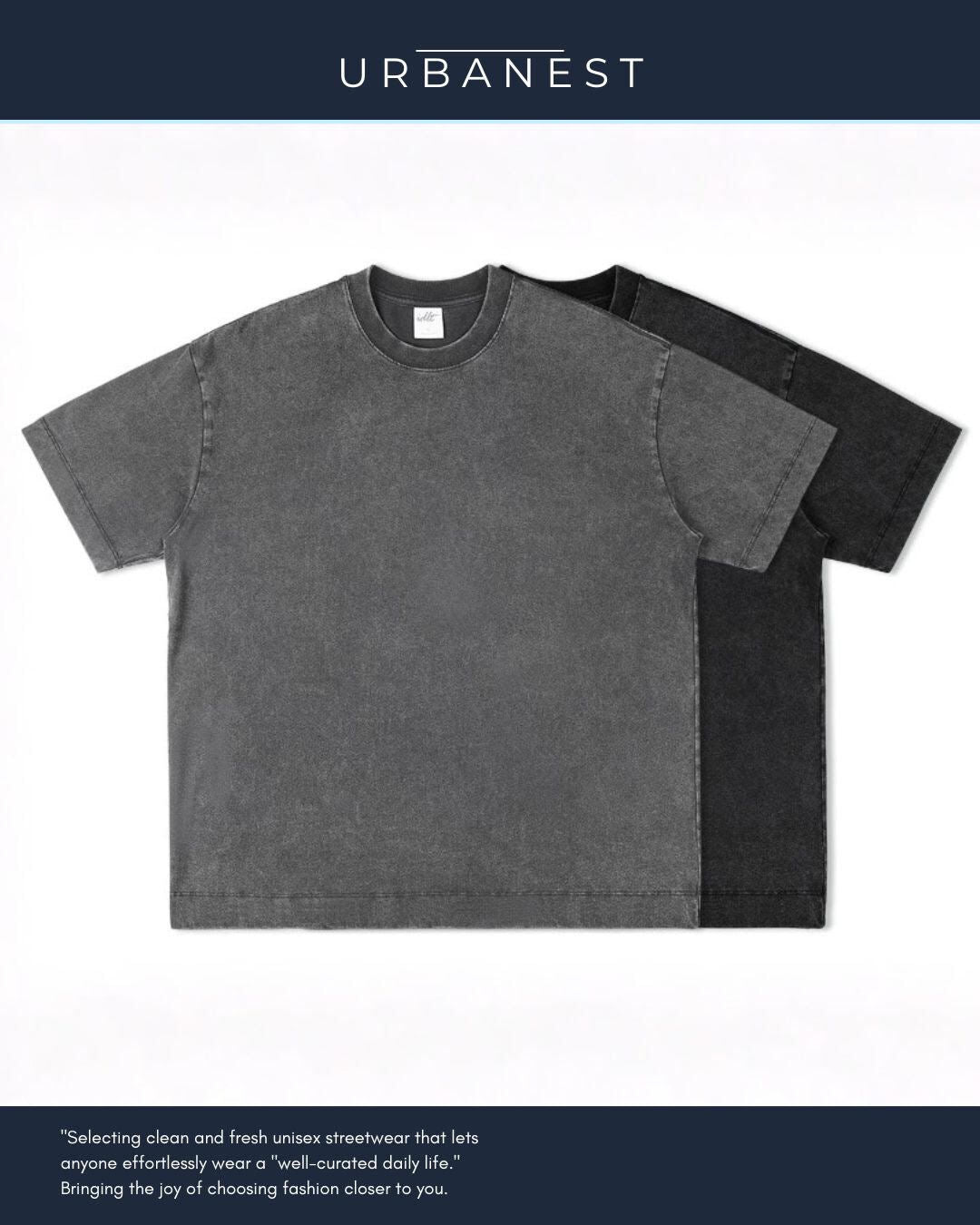 【URBANEST】【1着¥5490】【お得なSET商品】ストーンウォッシュクルーネックTシャツ 2color UN0072
