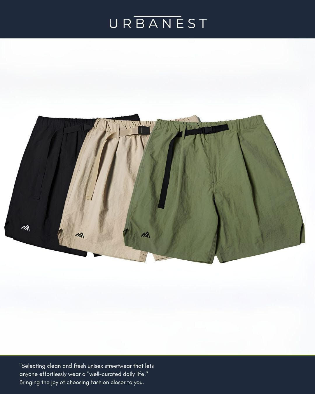 【URBANEST】ウェビングベルト付きアウトドアハーフパンツ 3color UN0099