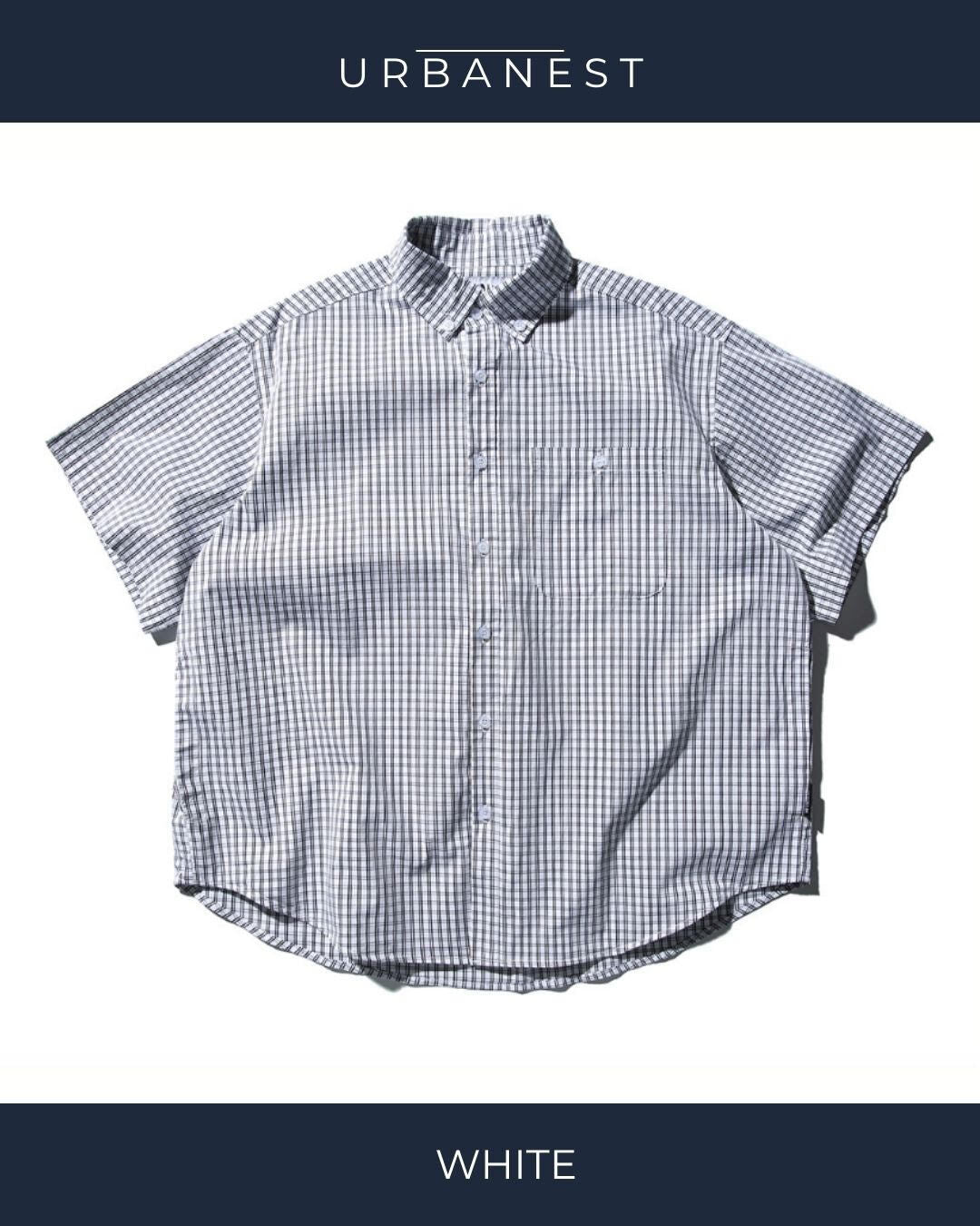 【URBANEST】ギンガムチェック半袖ボタンダウンシャツ 2color UN0090