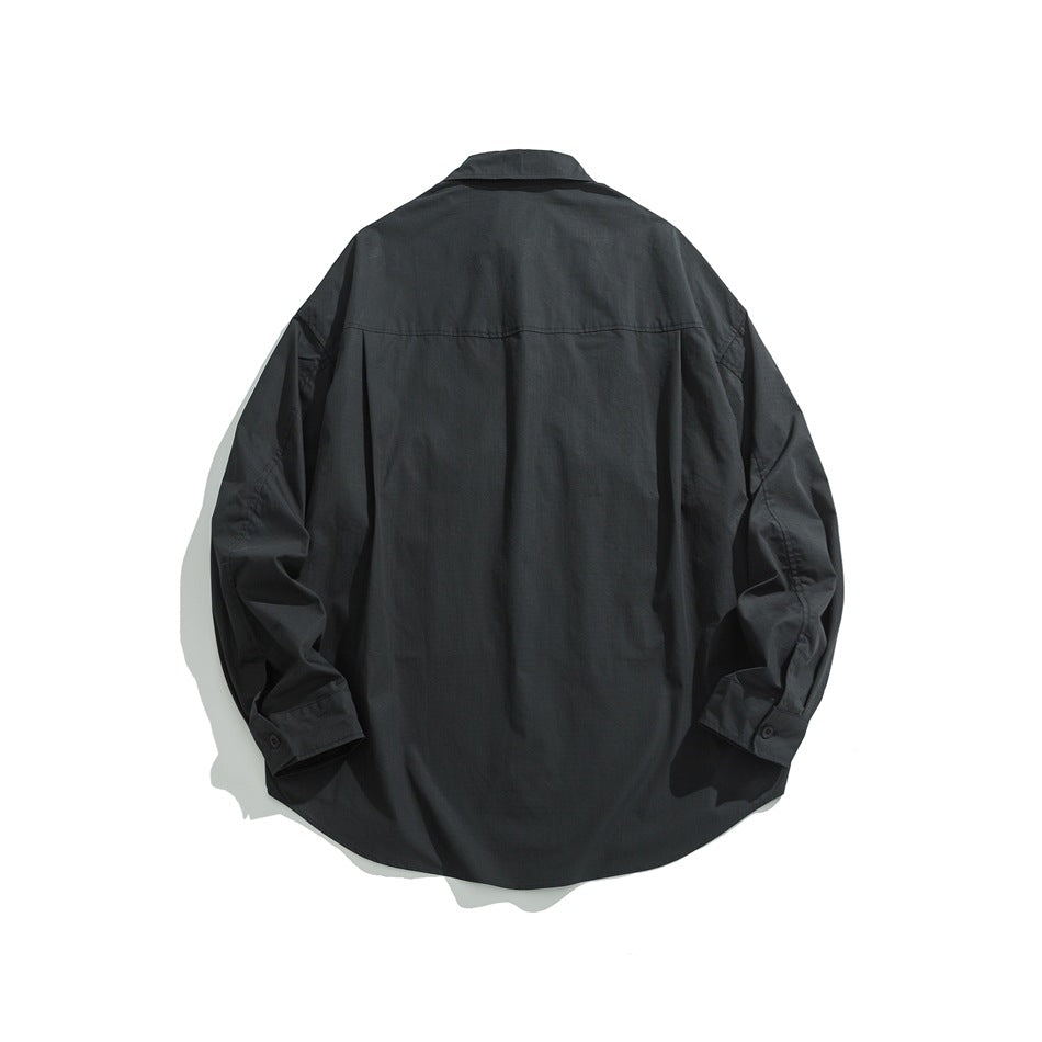 【URBANEST】drawstring storm flap long sleeve shirt 3color 【UN0232】