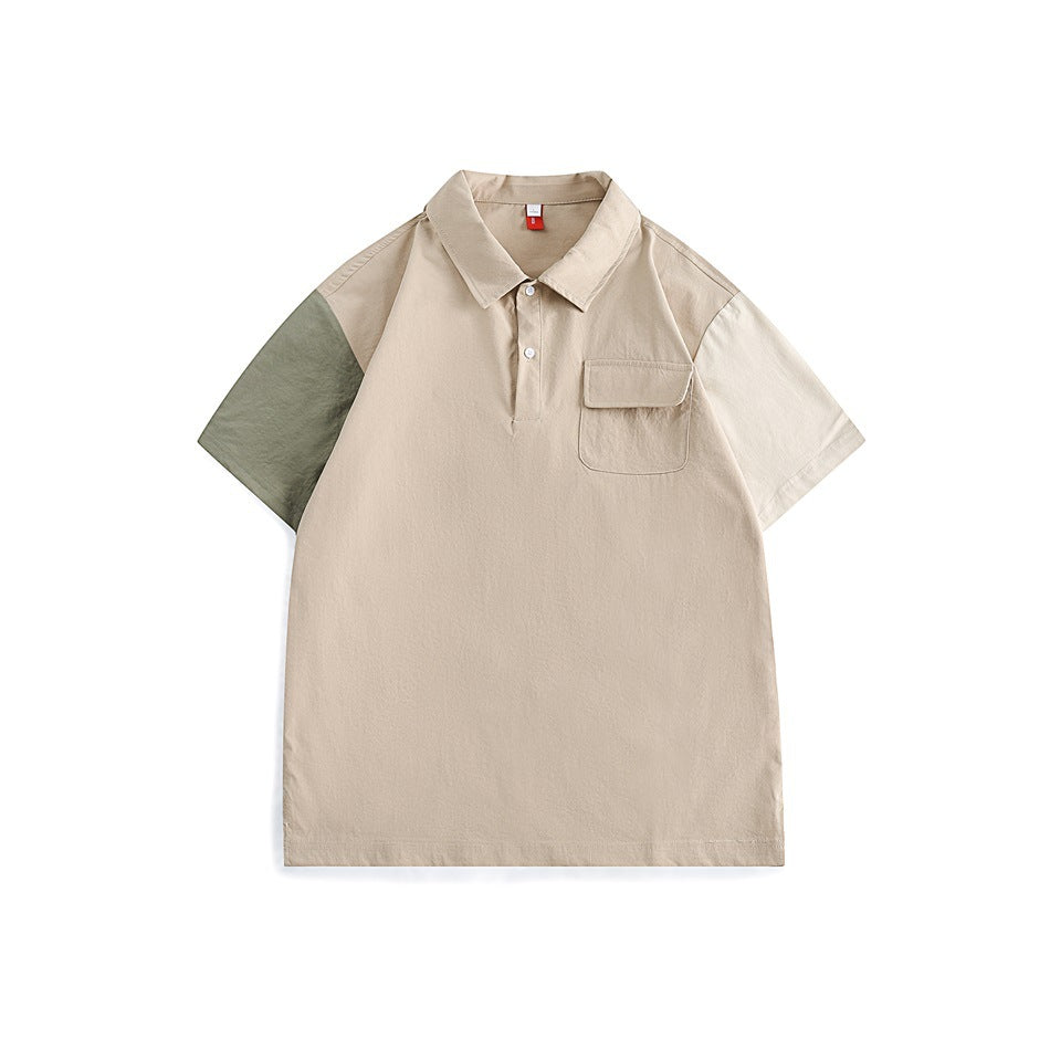 【URBANEST】マルチカラーブロックフラップポケット半袖ポロシャツ 2color 【UN0187】