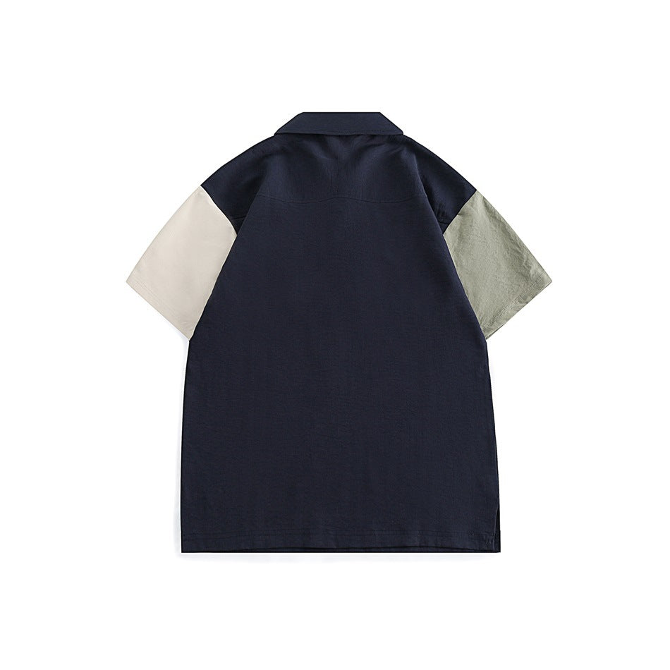 【URBANEST】マルチカラーブロックフラップポケット半袖ポロシャツ 2color 【UN0187】