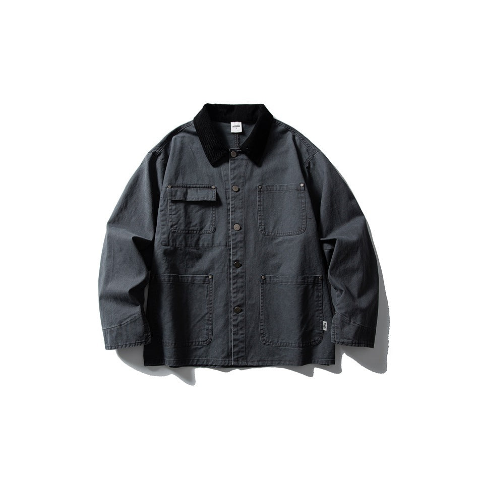 【URBANEST】corduroy collar canvas chore jacket 1color 【UN0242】