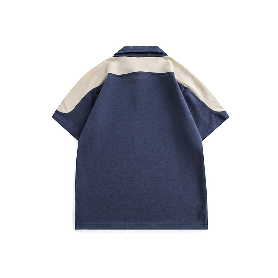 【URBANEST】カラーブロックラグランスリーブ半袖ポロシャツ 2color 【UN0186】