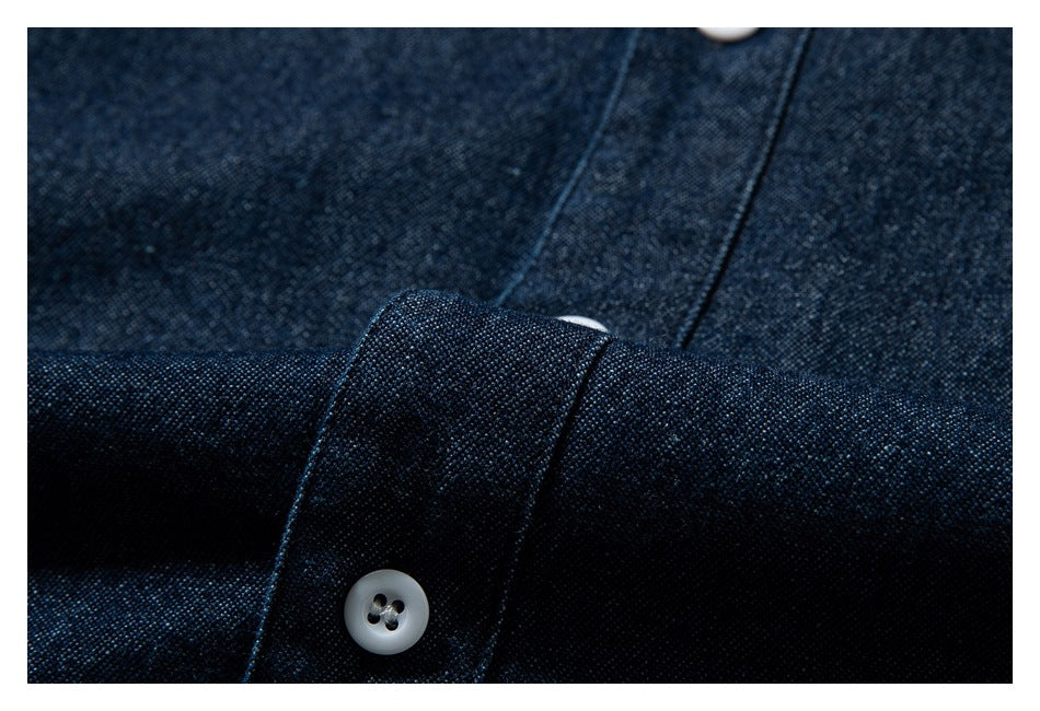 【URBANEST】contrast stitch denim long sleeve shirt 1color 【UN0230】