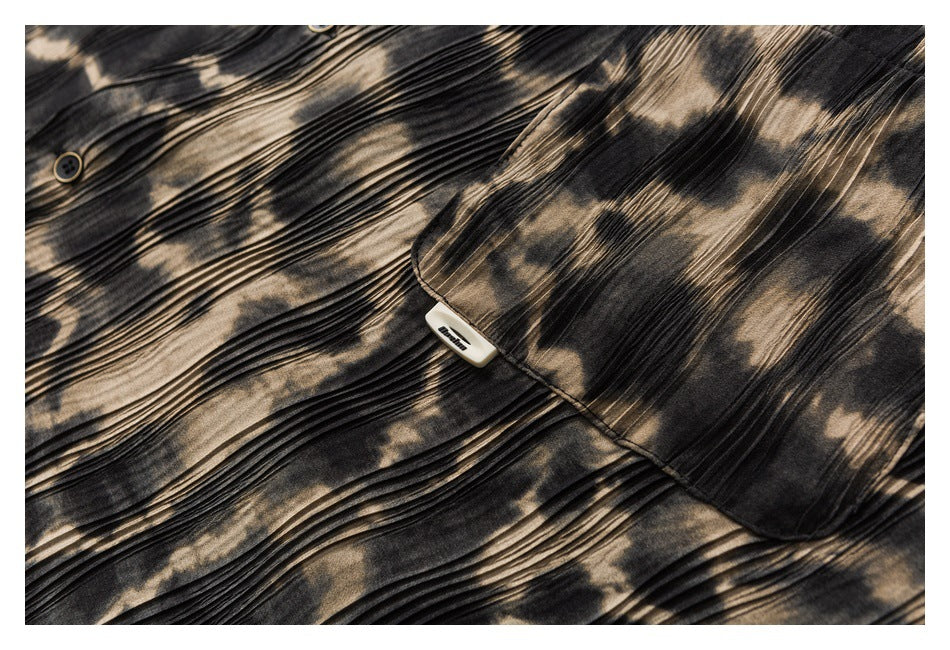 【URBANEST】leopard pleated open collar shirt 1color 【UN0220】