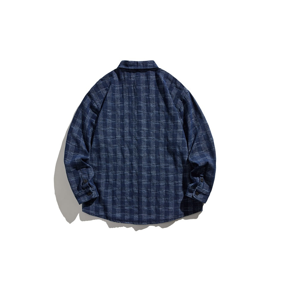 【URBANEST】plaid denim long sleeve shirt 1color 【UN0227】