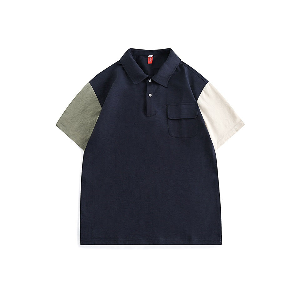 【URBANEST】マルチカラーブロックフラップポケット半袖ポロシャツ 2color 【UN0187】