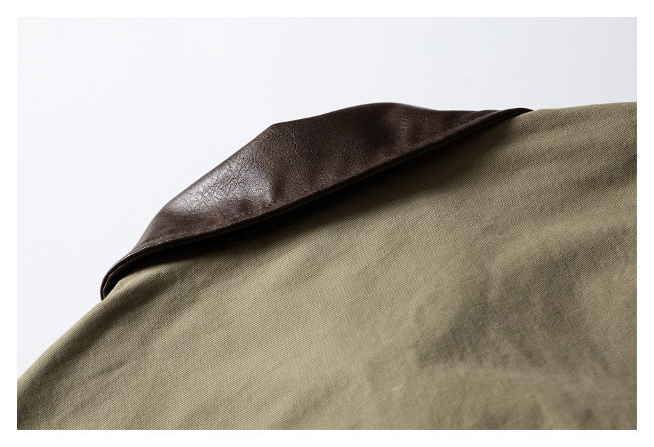 【URBANEST】leather collar canvas denim jacket 2color 【UN0247】