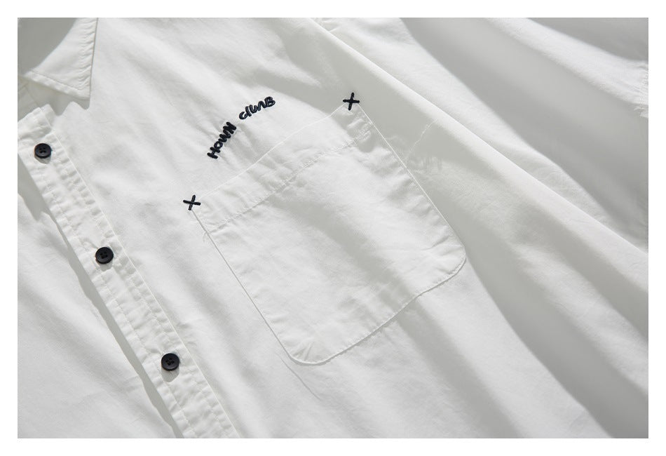 【URBANEST】embroidered chest short sleeve shirt 2color 【UN0204】