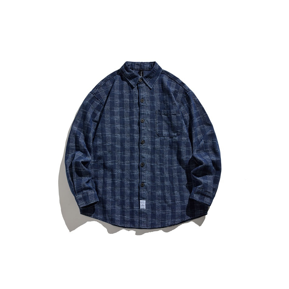 【URBANEST】plaid denim long sleeve shirt 1color 【UN0227】