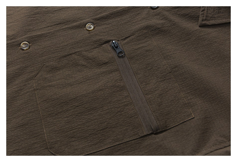 【URBANEST】utility zipper pocket short sleeve shirt 1color 【UN0211】