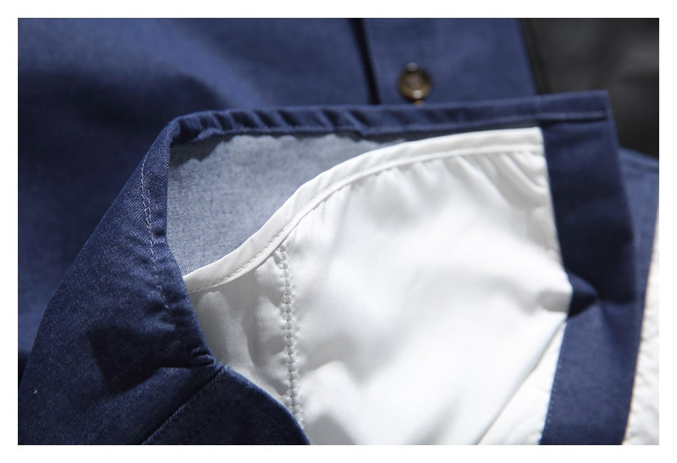 【URBANEST】contrast pocket denim long sleeve shirt 1color 【UN0217】