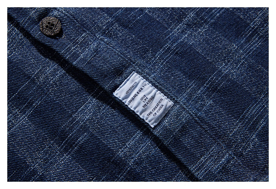 【URBANEST】plaid denim long sleeve shirt 1color 【UN0227】