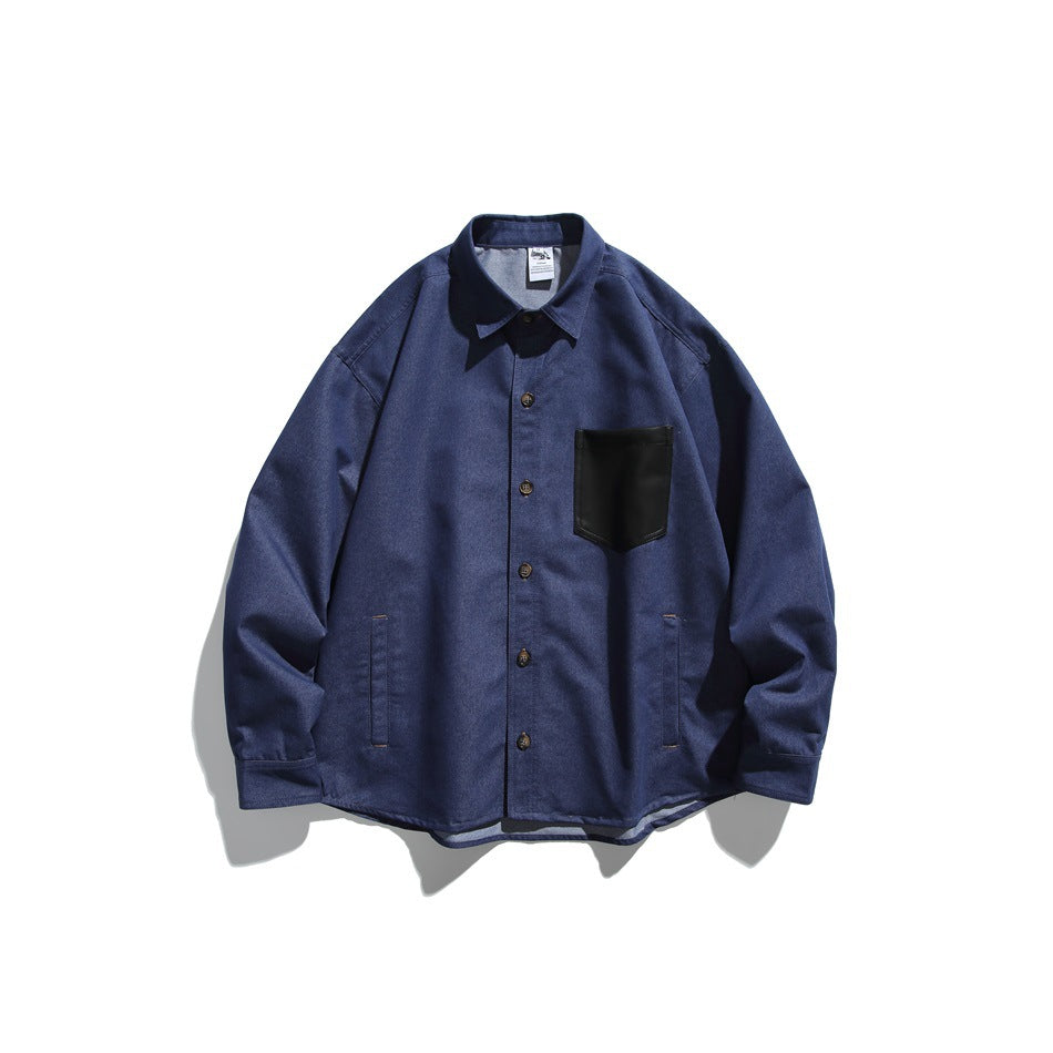 【URBANEST】contrast pocket denim long sleeve shirt 1color 【UN0217】