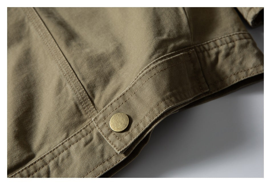 【URBANEST】leather collar canvas denim jacket 2color 【UN0247】