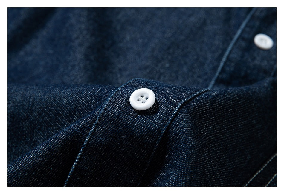【URBANEST】contrast stitch denim long sleeve shirt 1color 【UN0230】
