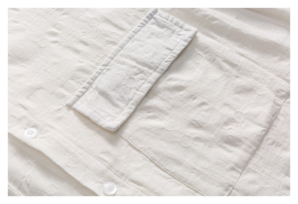 【URBANEST】double pocket textured short sleeve shirt 2color 【UN0207】
