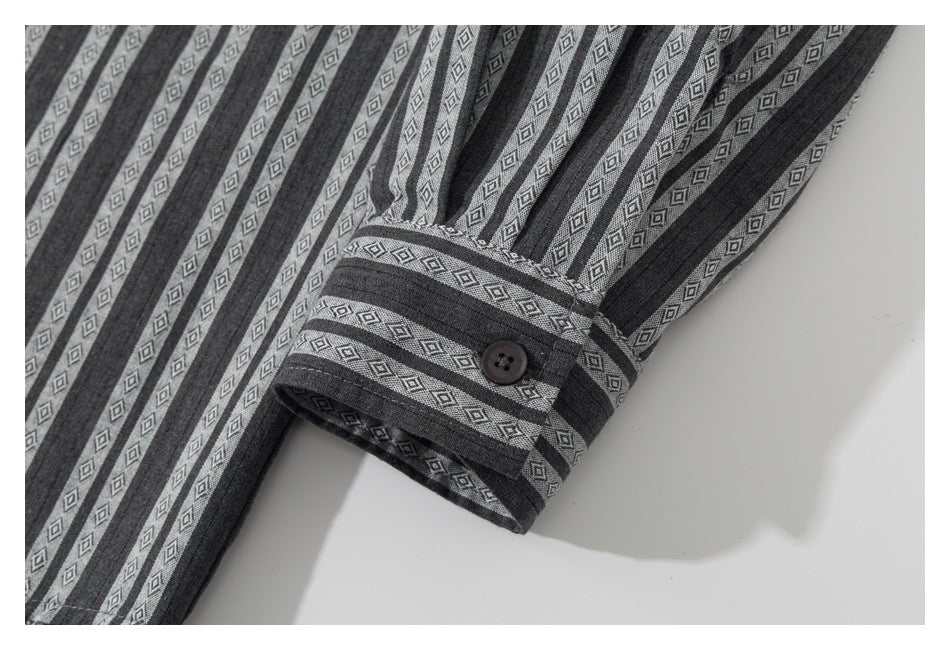 【URBANEST】striped flap pocket long sleeve shirt 2color 【UN0216】