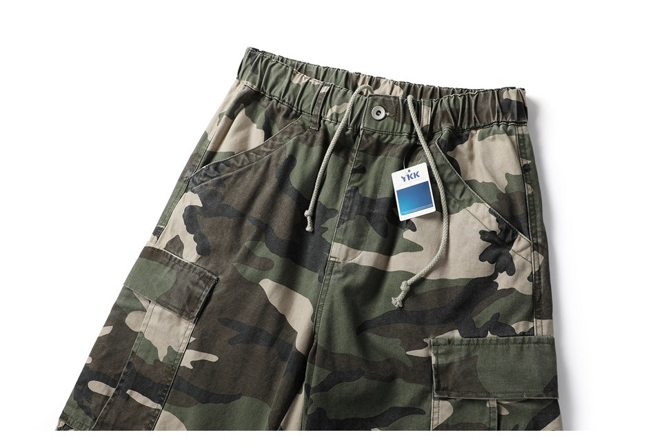 【URBANEST】camo knee tuck wide cargo easy pants 3color 【UN0243】