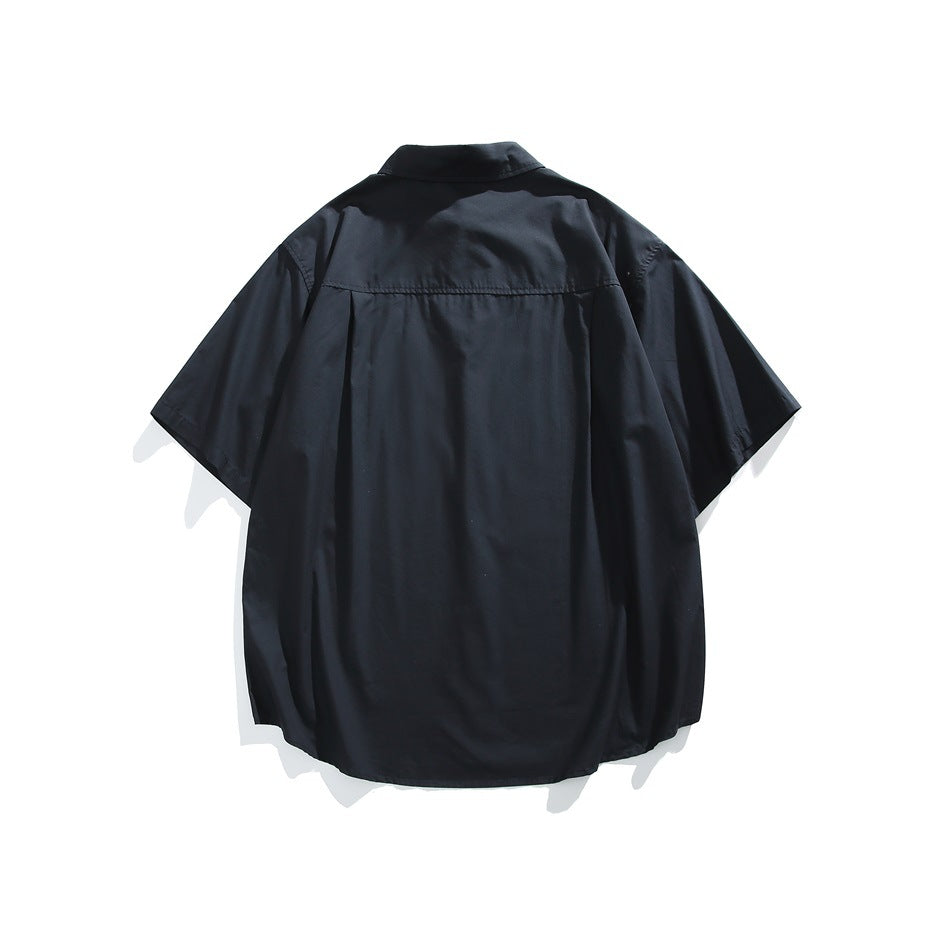 【URBANEST】embroidered chest short sleeve shirt 2color 【UN0204】