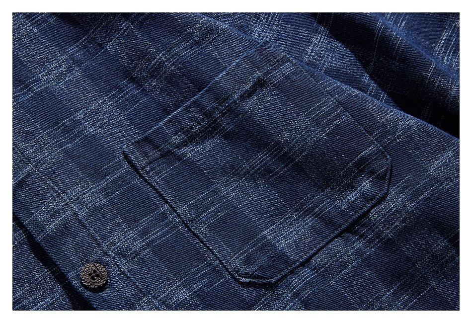 【URBANEST】plaid denim long sleeve shirt 1color 【UN0227】