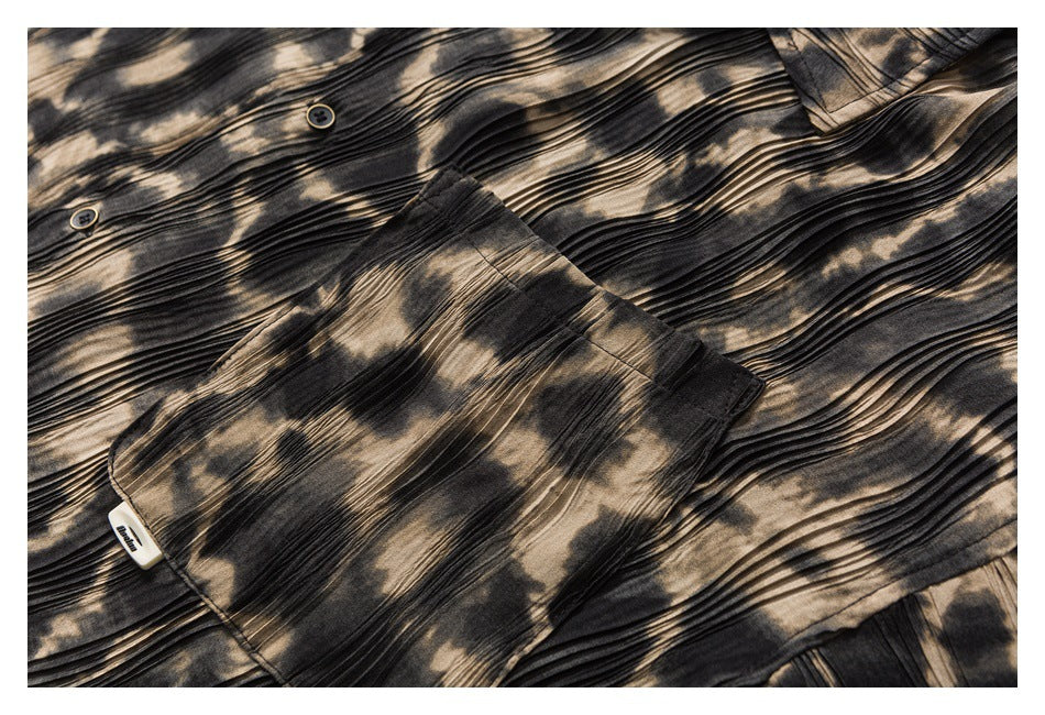 【URBANEST】leopard pleated open collar shirt 1color 【UN0220】