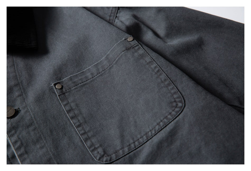 【URBANEST】corduroy collar canvas chore jacket 1color 【UN0242】