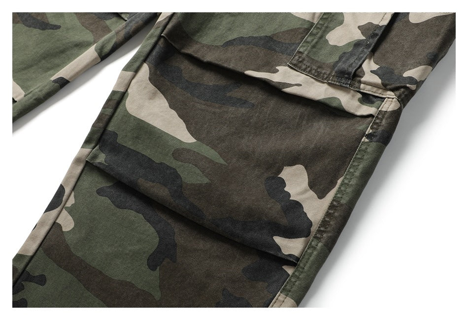 【URBANEST】camo knee tuck wide cargo easy pants 3color 【UN0243】