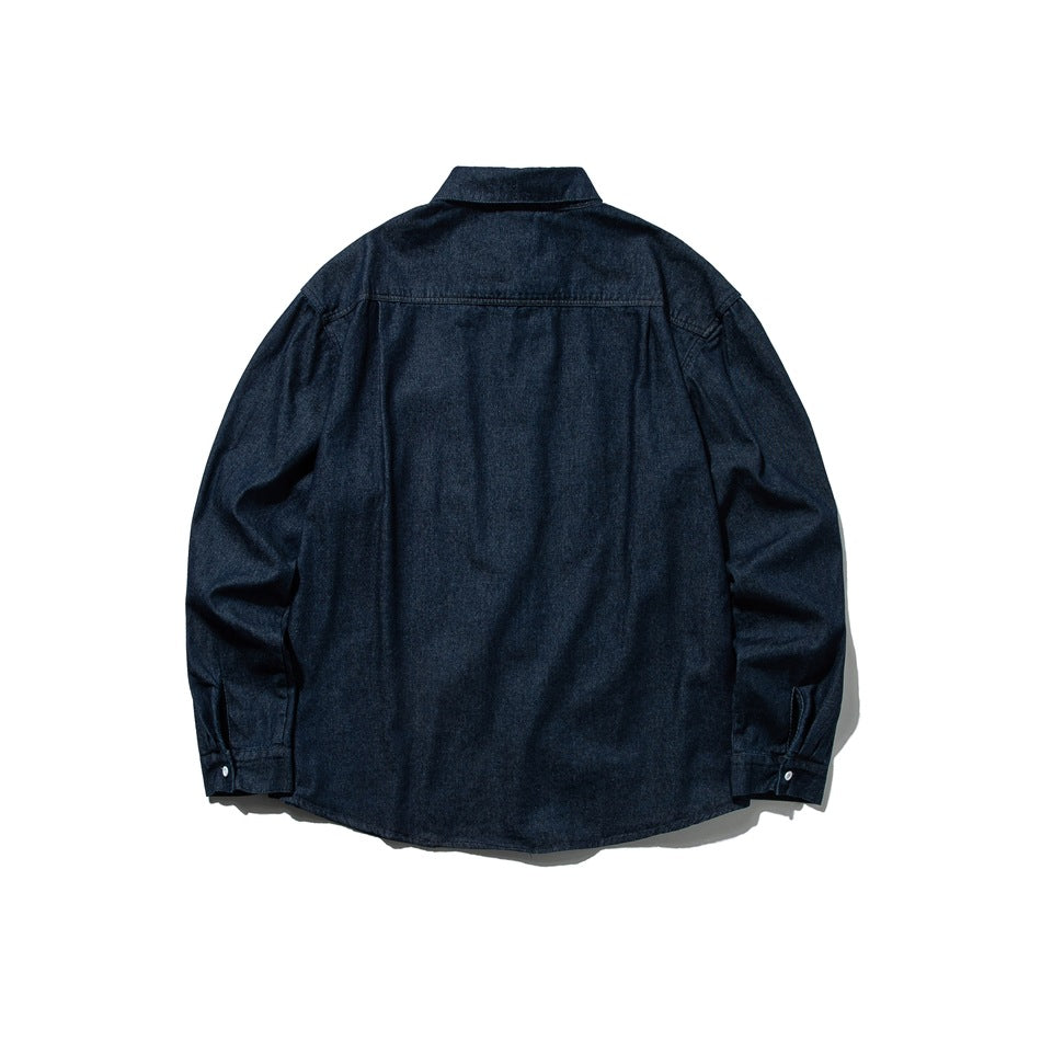 【URBANEST】contrast stitch denim long sleeve shirt 1color 【UN0230】
