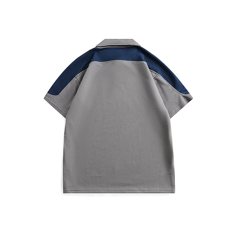 【URBANEST】カラーブロックラグランスリーブ半袖ポロシャツ 2color 【UN0186】