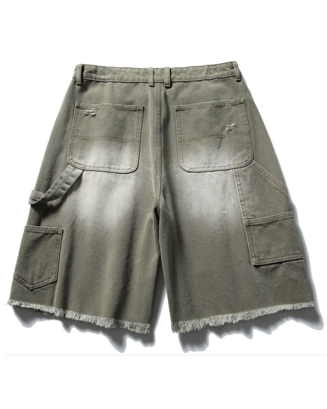 【URBANEST】ダメージ加工ダブルニーカットオフデニムバギーショーツ 3color UN0092