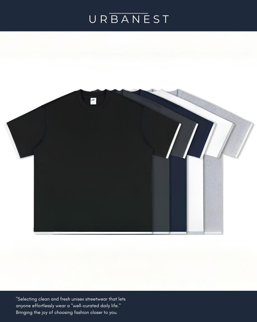 【URBANEST】【1着¥5490】【お得なSET商品】フェイクレイヤードクルーネックTシャツ 5color UN0071