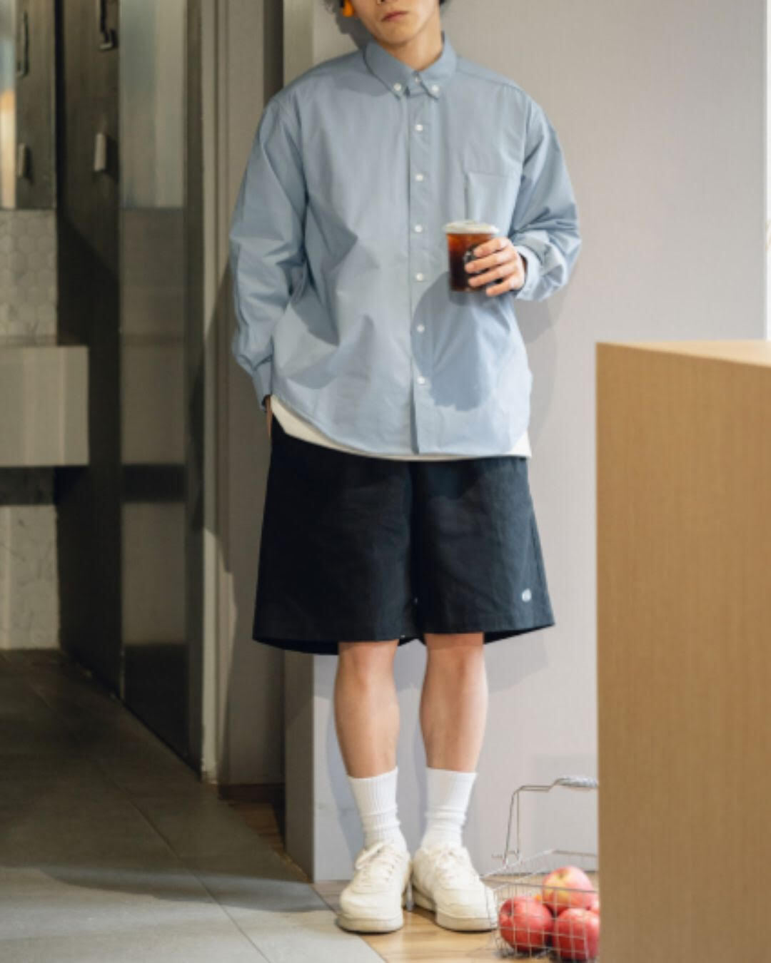 【URBANEST】ジップポケット長袖ボタンダウンシャツ 3color UN0084
