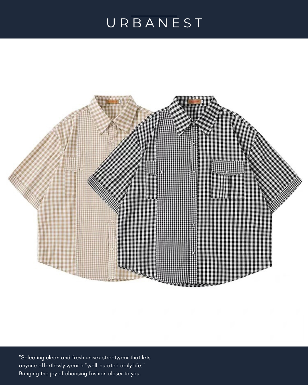 【URBANEST】ミックスギンガムダブルポケットシャツ 2color UN0029