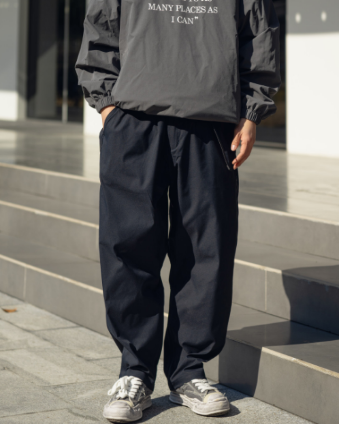 【URBANEST】ウェビングベルト付きワイドテーパードイージーパンツ 3color UN0079