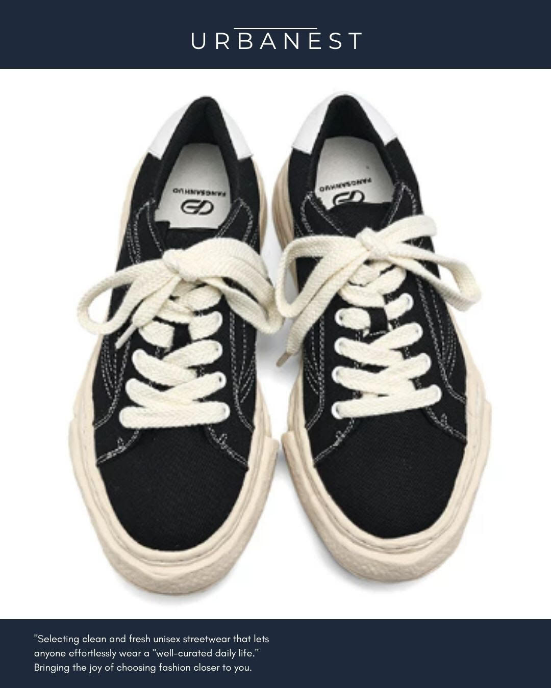 【URBANEST】極太ロープ風シューレースキャンバス厚底スニーカー 3color UN0055