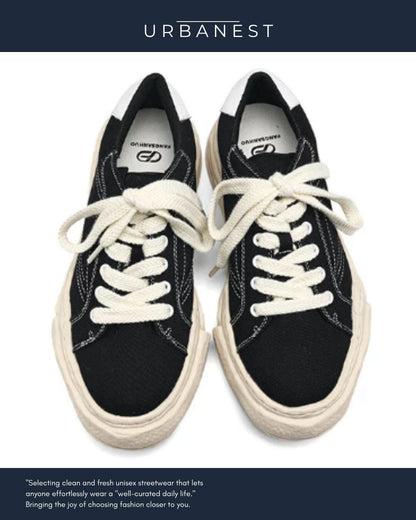 【URBANEST】極太ロープ風シューレースキャンバス厚底スニーカー 3color UN0055