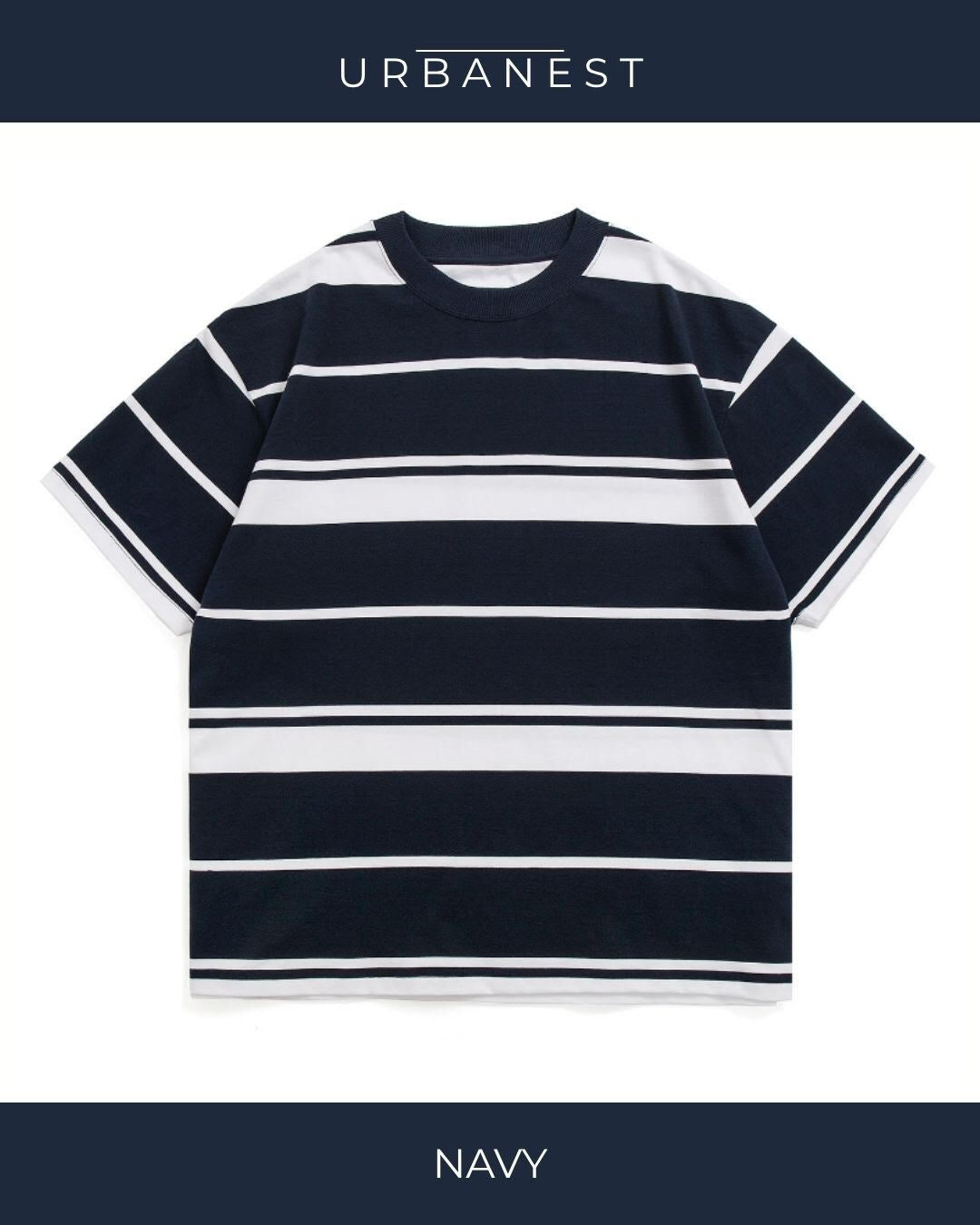 【URBANEST】ワイドボーダーオーバーサイズTシャツ 2color UN0075