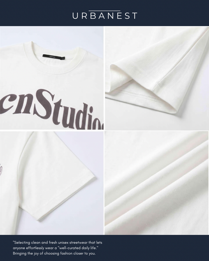 【URBANEST】ルーズフィットカーブロゴTシャツ UN0048